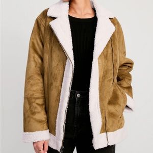 🆕 Old Navy Faux-Suede Sherpa-Lined Moto Jacket (NWT)